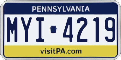PA license plate MYI4219