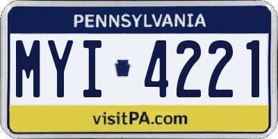 PA license plate MYI4221