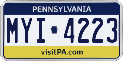 PA license plate MYI4223