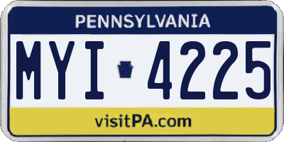 PA license plate MYI4225