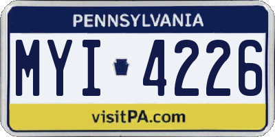 PA license plate MYI4226