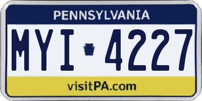 PA license plate MYI4227