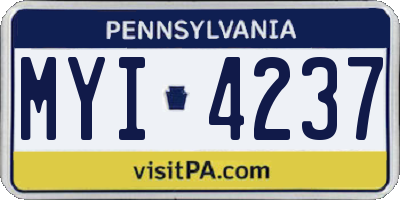 PA license plate MYI4237