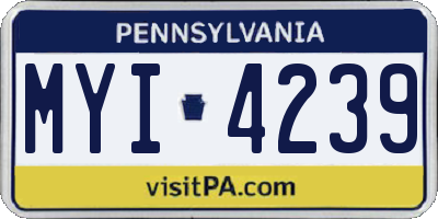 PA license plate MYI4239