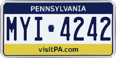 PA license plate MYI4242