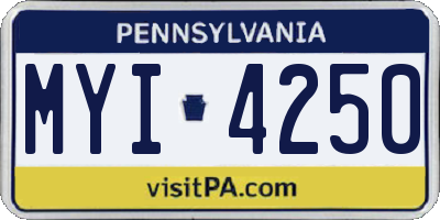 PA license plate MYI4250