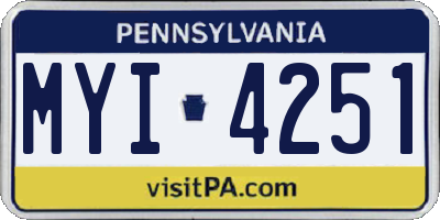 PA license plate MYI4251