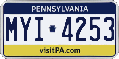PA license plate MYI4253