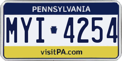 PA license plate MYI4254
