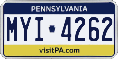 PA license plate MYI4262