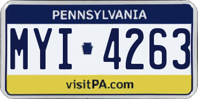 PA license plate MYI4263