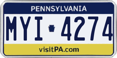 PA license plate MYI4274