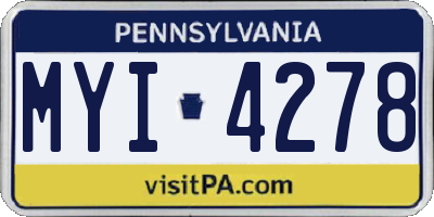 PA license plate MYI4278