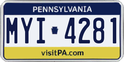 PA license plate MYI4281