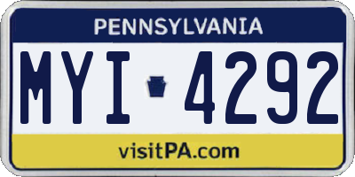 PA license plate MYI4292