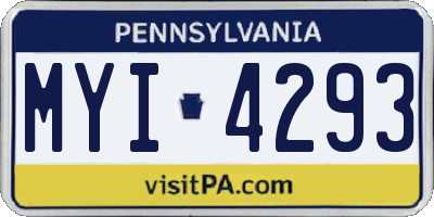 PA license plate MYI4293