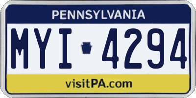 PA license plate MYI4294