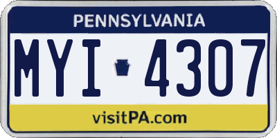 PA license plate MYI4307