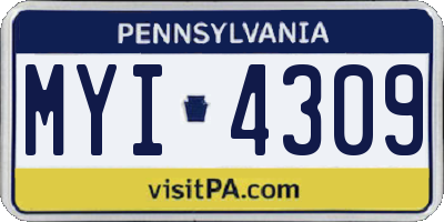 PA license plate MYI4309