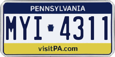 PA license plate MYI4311