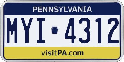PA license plate MYI4312