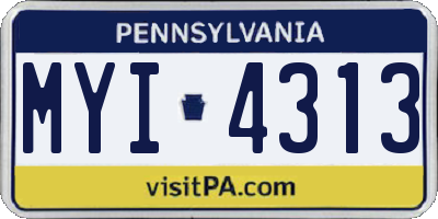 PA license plate MYI4313