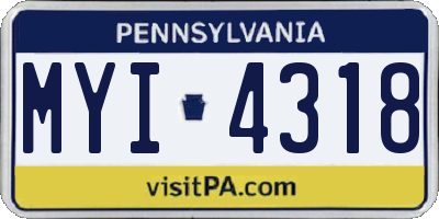 PA license plate MYI4318