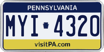PA license plate MYI4320