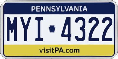 PA license plate MYI4322