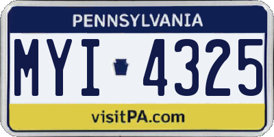 PA license plate MYI4325