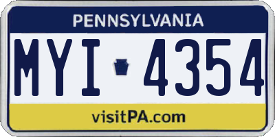 PA license plate MYI4354