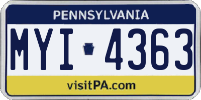 PA license plate MYI4363