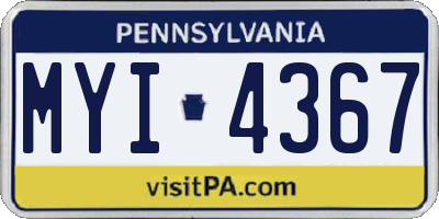 PA license plate MYI4367