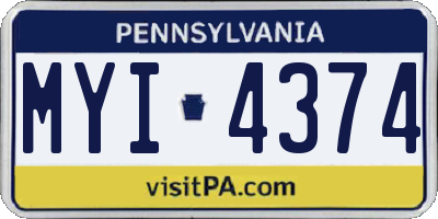 PA license plate MYI4374