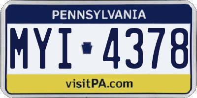 PA license plate MYI4378