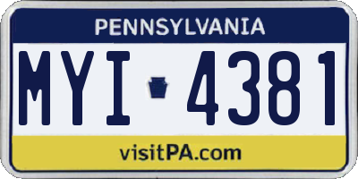 PA license plate MYI4381