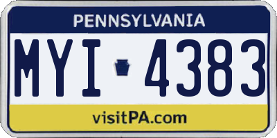 PA license plate MYI4383