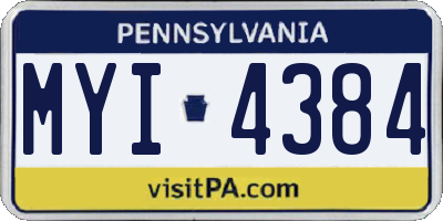 PA license plate MYI4384