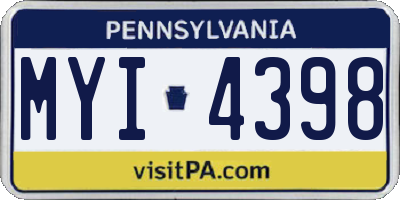 PA license plate MYI4398