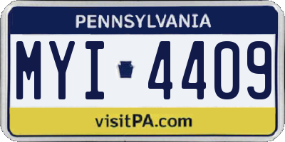 PA license plate MYI4409