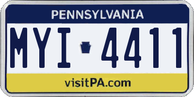 PA license plate MYI4411