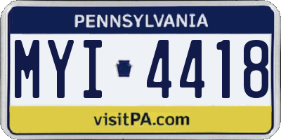 PA license plate MYI4418