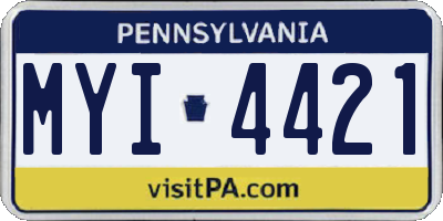 PA license plate MYI4421