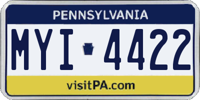 PA license plate MYI4422