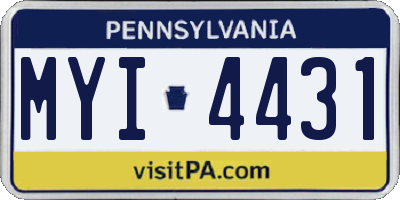 PA license plate MYI4431