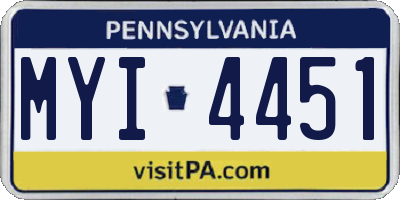 PA license plate MYI4451