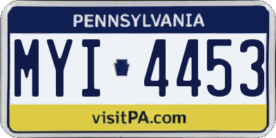 PA license plate MYI4453