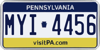PA license plate MYI4456