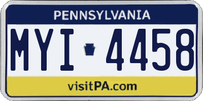 PA license plate MYI4458