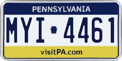 PA license plate MYI4461